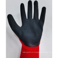 Guantes de seguridad con cruginador recubierto de espuma de látex de poliéster industrial